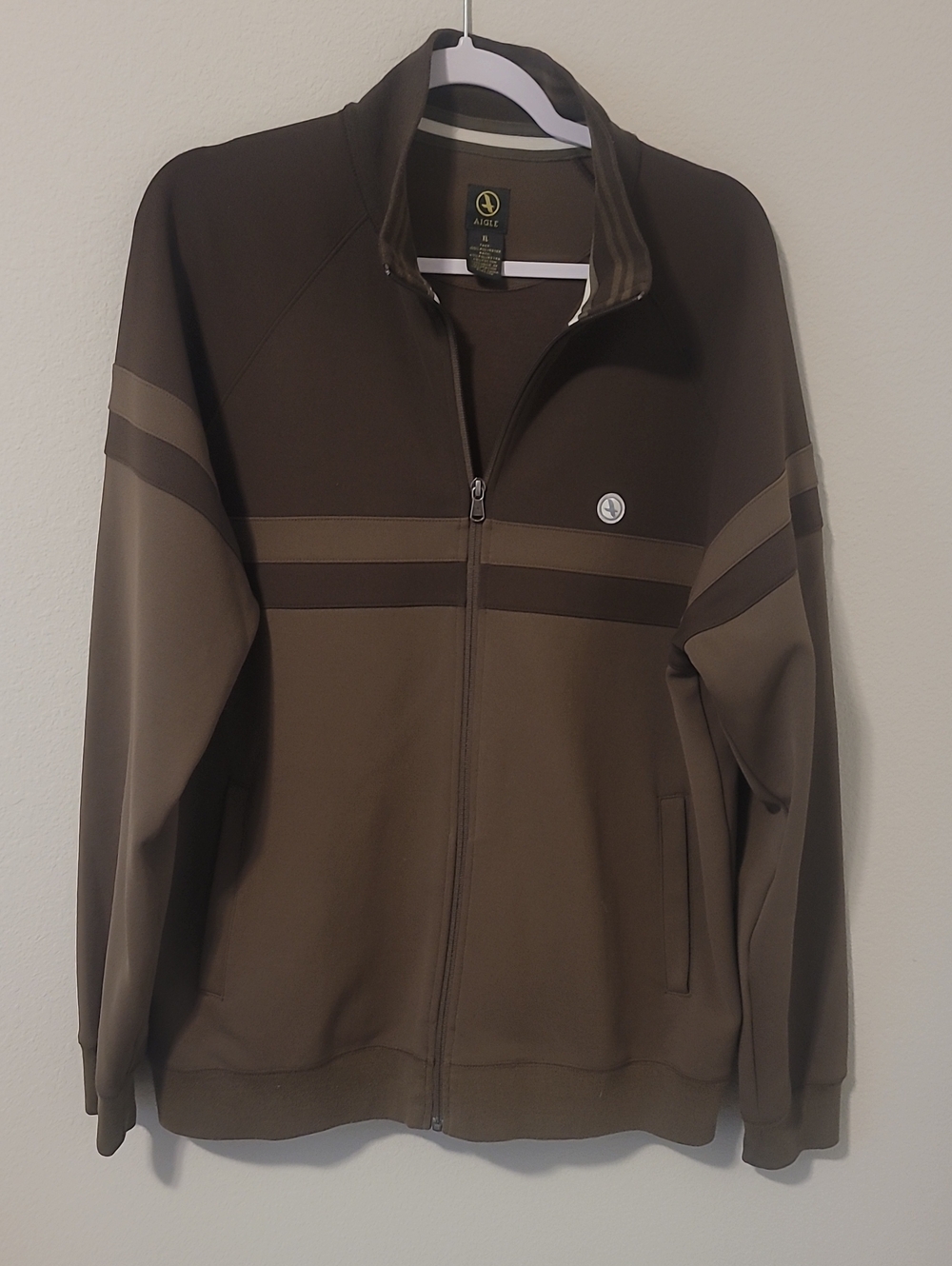 Aigle Men's Two-Tone Brown Zip-Up Sweater Jacket